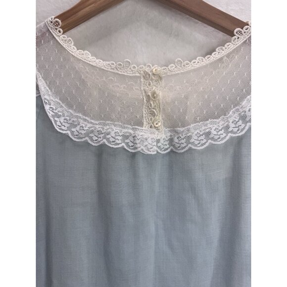 Vintage Gunne Sax By Jessica Juniors Size 5 Blue With Ivory Lace Dress - Picture 6 of 12